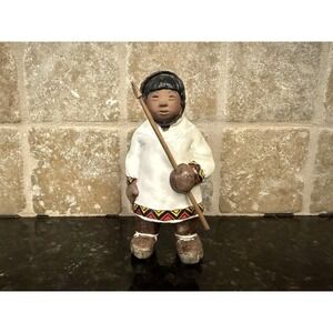 Vintage 1962 C. Alan Johnson Alaska Inuit Figurine "Koyuk" Eskimo Boy w Spear